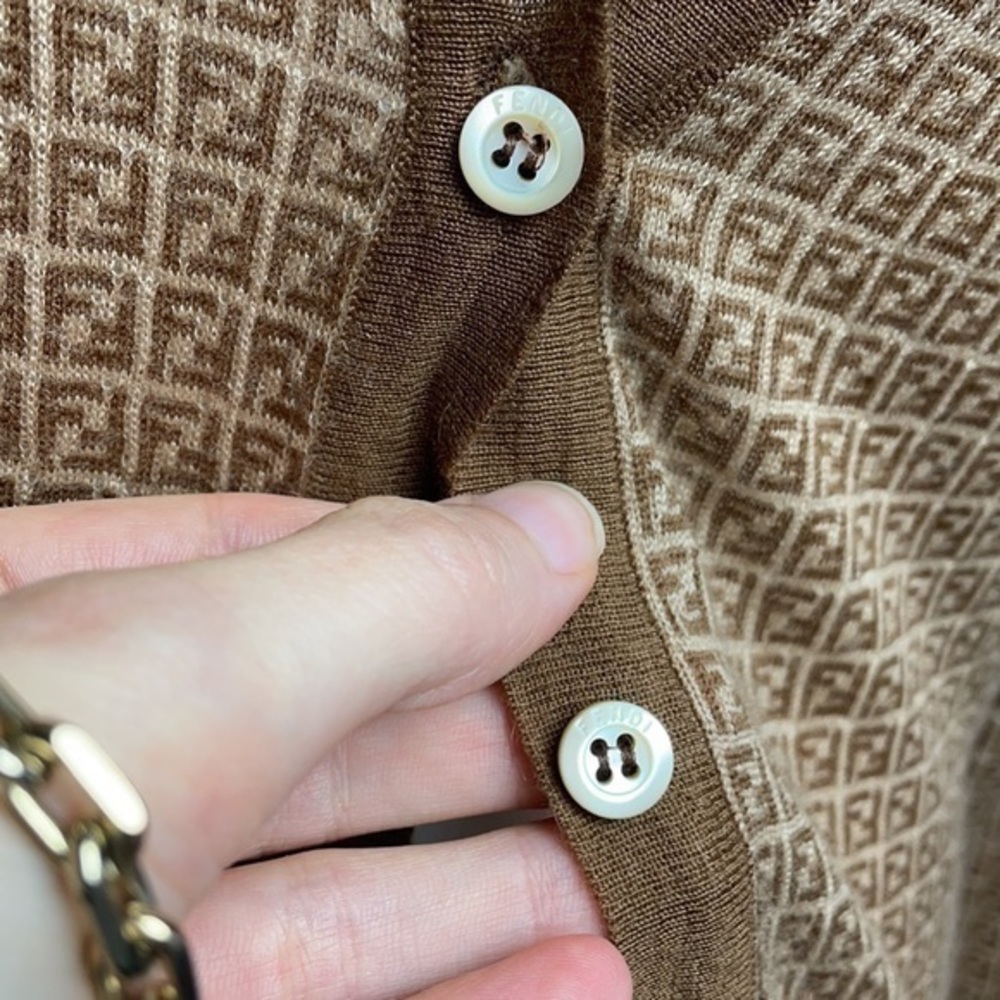 Fendi Cashmere Silk Zucca Cardigan Sweater Monogram “FF” - Picture 14 of 14